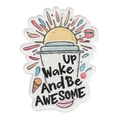 Acrylic drink cup charm with UP Wake and Be Awesome print and golden sun detail - Inspirational Charm Style 9 (MACR-K362-01P)