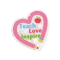 Acrylic heart pendant with Teach Love Inspire print and pink pencil heart design - Inspirational Charm Style 10 (SACR-Z006-06A)