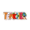 Acrylic Teacher alphabet keychain with ruler, pencil, apple and globe design for DIY gifts - Inspirational Charm Style 16 (OACR-B029-02D)