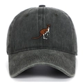 Vintage dark grey washed cotton baseball cap featuring a detailed kangaroo embroidery - Army Green