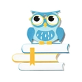 Cute acrylic owl pendant wearing glasses on books for DIY jewelry making and crafts - Inspirational Charm Style 17 (OACR-B029-02F)