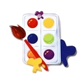 Acrylic artist palette pendant with colorful paint spots and brush for DIY jewelry - Inspirational Charm Style 18 (OACR-B029-02H)