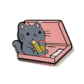 Acrylic cat pendant holding yellow pencils in pink box for school jewelry DIY - Inspirational Charm Style 24 (MACR-K360-02D)