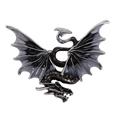 Vintage silver and black enamel dragon brooch for men's suit jacket accessory - Silver-Grey Magic Dragon