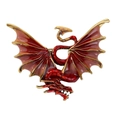 Vintage red enamel flying dragon brooch with gold-plated details for men's suits - Red-Gold Magic Dragon