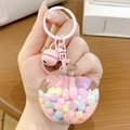 Portachiavi a mela rosa con perline macaron e glitter in un contenitore trasparente - Forma Mela Rosa (Quicksand Pink Bean)