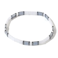Bohemian stretch bracelet featuring geometric Tila beads in white and grey tones - Gray and White Geometric Color Mix (TL-B24041602A)