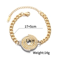 Detail view of two-tone spiral disc bracelet in stainless steel with 17+5cm size info - JZB1102 Bracelet(JZB1102)