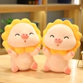 Pink plush pig toy with sunflower petal collar and cute squinting smile detail - Sun Pig 30 Cm / Price And Color Are Random For Single Pieces Around 40cm In Length.