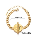 Two-tone stainless steel cuban chain bracelet with 3cm round medallion pendant and crystals - JZB1103 Bracelet(JZB1103)