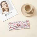 Detailed view of kids cartoon graffiti headband with cross knot design and soft cotton texture - 6# White (Prince Print)