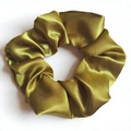 Olive gold satin silk scrunchie with a glossy finish for hair styling - Light Pink