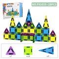 28-piece magnetic building blocks set with purple triangles and green squares in box - Colorful Magnetic Blocks Set 28PCS(FX1033)