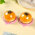 Transparent dome packaging box with pink handle base for individual mooncakes and pastries - 60-80g Round Ridged / Pink