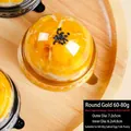 Golden round blister box for 60-80g pastries with clear dome lid and secure buckle - 60-80g Round Ridged / Gold