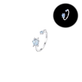 Adjustable sterling silver meteor ring with blue glowing star element for couples - Adjustable Open / Star Wish Meteor Female Ring