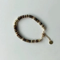 Bracelet en perles œil de tigre et or avec fermoir mousqueton et chaîne d'extension - Bracelet / Œil de tigre