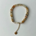 Collier artisanal perlé avec pierres naturelles orange et marron et perles dorées - Bracelet / Jade Jaune