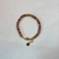 Collier de perles roses en pierres naturelles avec intercalaires dorés et fermoir homard - Bracelet / Pierre Rose