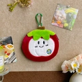 Mangosteen shaped plush coin purse with a green metal carabiner and happy smile - Mangosteen Coin Purse