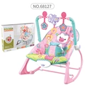 Pink infant-to-toddler rocker chair with toy bar and vibration for 18kg max - Monkey Style (Pink)