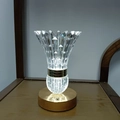 Badminton-shaped crystal table lamp with golden base and warm white LED lighting - Badminton Style