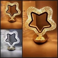 Star shaped crystal LED desk lamp with gold base and three adjustable light modes - Pentagram Style (19.5cm)
