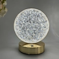 Star Moon night light with round faceted crystal shade and golden metallic base - Round Style (15.5cm)