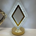 Modern diamond cut acrylic night light with star and moon glow on golden base - Diamond Style (23.5cm)