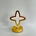 Star-shaped acrylic table lamp with gold base and warm three-color touch lighting - Four-Leaf Clover Style (19.5cm)