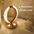 Star Moon night light with golden crystal refraction and touch three-color metal base - Seed Style (21cm)