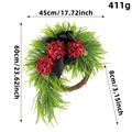 Green fern wreath with deep red hydrangea flowers, black bow, and dimensions 60x45cm - Burgundy Hydrangea With Black Bow
