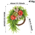 Artificial hydrangea wreath with rustic burlap bow and dimensions for farmhouse decor - Red And Green Hydrangea