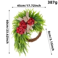Pastoral hydrangea wreath with green leaves and red flowers, 60cm x 45cm size specs - Burgundy Hydrangea With Beige Bow