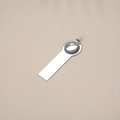Polished silver stainless steel eye cream massage tool with flat handle and round head - Stainless Steel Module Disassembly Tool (PJ042_A)