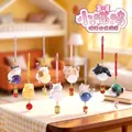 Cartoon cat figurines sitting on gemstones with lucky charm pendants for home decor - A135 Emotional Value Kitty Box 6 / Random One