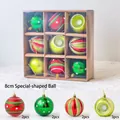 Set de 9 bolas de Navidad de 8 cm en champán y rojo pintado para decorar el árbol - 8cm / Bola de Forma Irregular 8cm