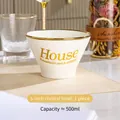 5-inch white ceramic hat-shaped bowl with gold rim and elegant House lettering - White Gold Rim 5 Inch Bowl