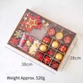 Set de adornos navideños rojo y oro en caja de 38x28cm para decoración de árbol festivo - Estilo Conjunto Dorado y Rojo