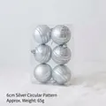 Set de 6 bolas de Navidad plateadas con purpurina en caja de regalo transparente - 6cm / Estilo Círculos Plateados 6cm