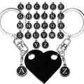 Macro detail of DIY letter charms and interlocking heart building block keychain set - Black Set (Includes 26 Letters)