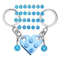 Blue heart block keychain set with full A-Z initial charms for couples and friends - A Set Of Blue (message Cards)