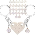Detail of heart-shaped brick keychain with customizable letter charms from A to Z - A White Set (message Cards)