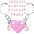 Pink brick heart keychain set with 26 letters pendants for couple DIY accessories - A Pink Set (message Cards)