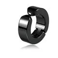 Minimalistische schwarze Edelstahl Ohrklemme mit glänzendem Finish für Herren - Schwarz