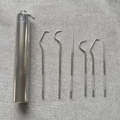7-piece portable stainless steel toothpick and dental pick set with keychain storage case - 6-Piece Toothpick Set with Tube / Silver