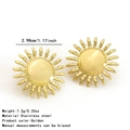 Golden sunburst stud earrings made of stainless steel with a minimalist geometric design - Golden Radiating Sun Stainless Steel Stud Earrings(FYD6271EH)