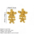 Golden stainless steel double-layered flower earrings with a polished metallic finish - Golden Double Layered Flower Stainless Steel Stud Earrings(FYD6274EH)