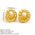 Golden twisted flower earrings in stainless steel with center white round pearls - Golden Twisted Flower Pearl Stainless Steel Stud Earrings(FYD6269EH)