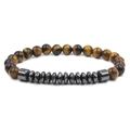 8mm Tiger Eye and Hematite beaded elastic bracelet for yoga and meditation jewelry - Tiger's Eye